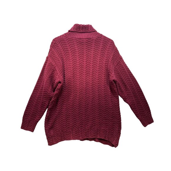 Bushwacker USA  Womens Cable Knit Turtleneck Sweater Size S Maroon 100% Cotton - Picture 10 of 13